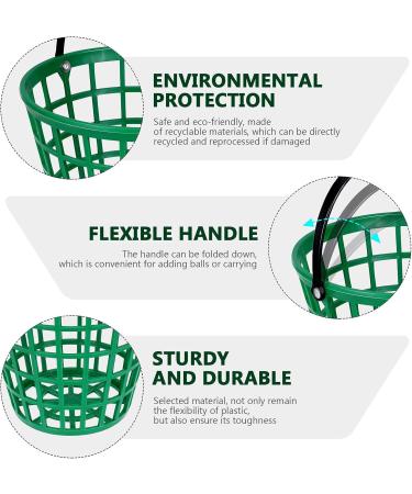 BESPORTBLE Golf Ball Basket - Green Container with Handle for 50pcs Balls | Stadium Accessories - 20x15CM - Buy Online on GoSupps.com