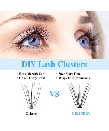 Shop Gemerry Eyelash Extensions: DIY Single Clusters 10D 20D 30D 40D - Volume Lifting for Home Use - 8-14 Mix 0.07D Curl - Buy Online on GoSupps.com