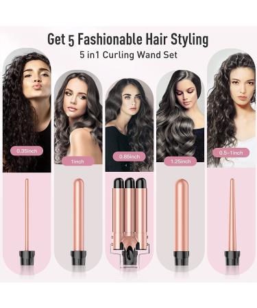 BESTOPE PRO 5 in 1 Curling Wand Set | Waver Curling Iron Wand for Women | Fast Heating Hair Wand Curler with 3 Barrel Hair Crimper | Suitable for All Hair Types - Buy Online on GoSupps.com
