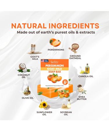 Persimmon Soap Bar | Natural Deodorant for Body Odor Control | Goat Milk Body Wash | Skin Brightening Soap for Men & Women - Buy Online on GoSupps.com