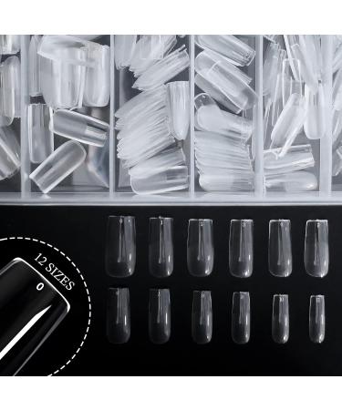 Medium Square Clear Fake Nail Tips - 600pc Full Cover Acrylic False Nails for Salon & Home Manicures - Buy Online on GoSupps.com