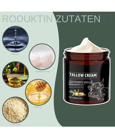  Generisch Beef tallow for the skin | Beef tallow and honey balm 120 g | Organic beef honey balm from farm-raised beef Deep treatment for face and body nourishes dry skin. - Buy Online on GoSupps.com