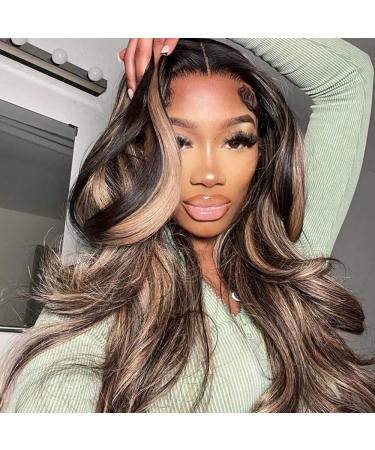 32 Ombre 4/27 Brown Blonde Highlight Lace Front Wig 180% Density - Body Wave 13x4 HD Lace Transparent Wig for Black Women - Buy Online on GoSupps.com