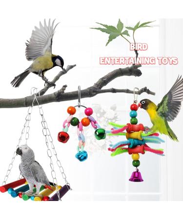 Quozio Parrot Toys | Natural Wood Bird Toys Hanging Bells Swings & Ladders for All Birds - International Shipping - Buy Online on GoSupps.com