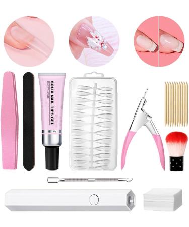 Kuxiptin Gel Nail Polish Kit Artificial Extension Gel Nail Set For Women | With Nail Gel Nail Paint Brush Nail Scrub Strip Nail Scissors Nail Tips Nail Lamp Transparent Tips Nails Set - Buy Online on GoSupps.com