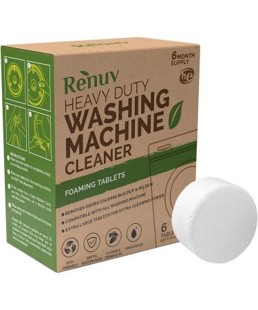 Renuv Washing Machine Cleaner Tablets - 40g Eco-Friendly Solution for Front Load, Top Load, HE Machines - Deep Cleans and Dissolves Slowly for Maximum Effect - Buy Online on GoSupps.com