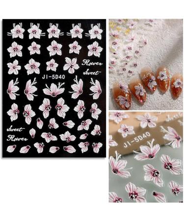 JMEOWIO 3D Embossed Spring Flower Nail Art Stickers Decals Self-Adhesive 5D Colorful Summer Floral Nail Supplies Nail Art Design Decoration Accessories 4 Sheets - Buy Online on GoSupps.com