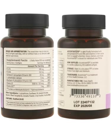 Accentrate110 - Focus Supplement - Methylated Vitamin B Complex with Omega 3 Fatty Acid Supplement - L-Methylfolate Vitamin B12 P-5-P Riboflavin VIT D 60 Softgels (1 Month Supply) Teen/Adult - Buy Online on GoSupps.com