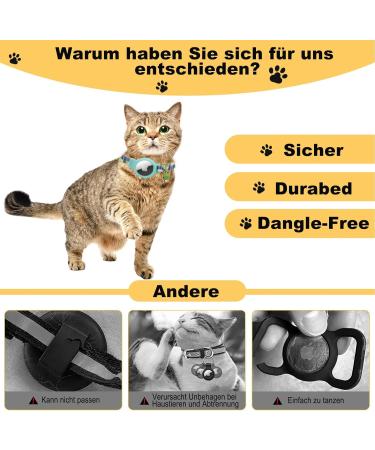Mouyou Airtag Cat Neck Band - Adjustable Soft Nylon Collar with Bell & Safety Clasp | Blue Lemon Pattern - Fits 22-34cm - Buy Online on GoSupps.com