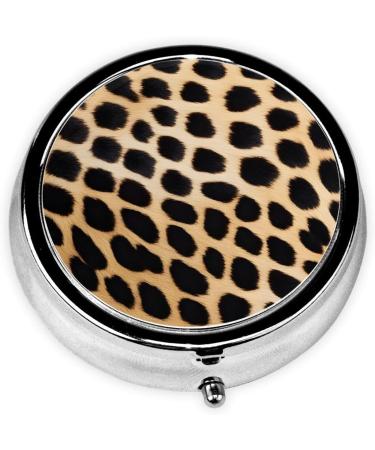 Rough Leopard Print Round Pill Box - 3 Compartment Travel Organizer for Meds & Vitamins | Mini Decorative Pocket Purse Case - Buy Online on GoSupps.com