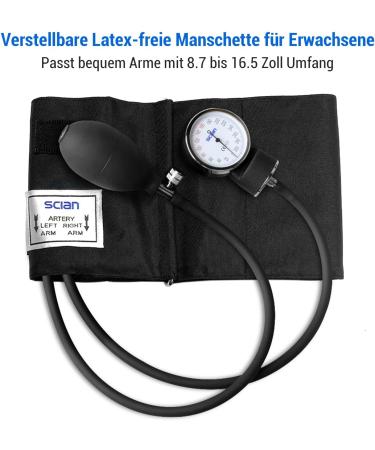 Scian Manual Blood Pressure Monitor & Stethoscope Kit - Arm Cuff for Nurses & Home Use (Black) | International Shipping Available - Buy Online on GoSupps.com