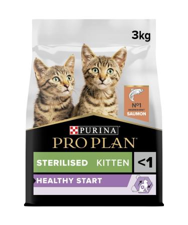 PURINA PRO PLAN | Sterilized Kitten 1 Healthy Start | Rich in Salmon | Dry Food | Kitten | 3kg Bag
