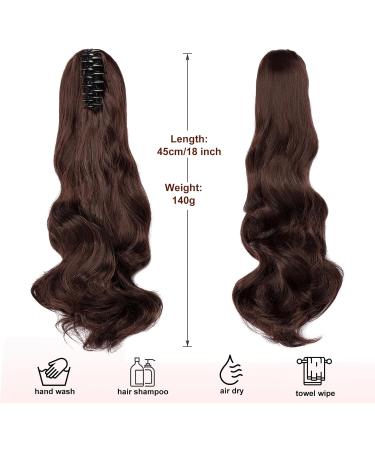 Dcbaboo Ponytail Extension Curly 18inch Claw Clip in Ponytail Hair Extensions Long Wavy Synthetic Pony tails Natural Wave One Piece Hairpiece Fake Ponytail for Women Dark Brown/Dark Auburn 18 inch 140g Dark Brown/Dark Auburn - Buy Online on GoSupps.com