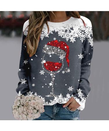 Women's Christmas Snowman & Penguin Print Sweatshirt - Dark Gray S - Buy Online on GoSupps.com