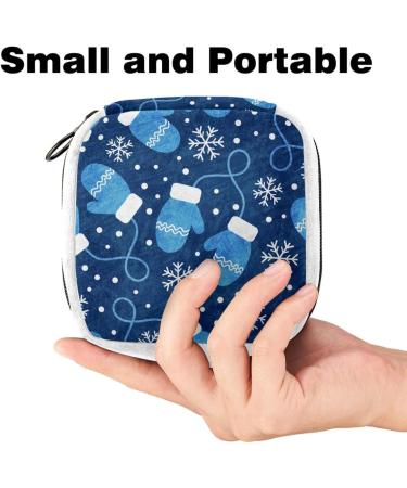 Blue Mittens and Snowflakes Sanitary Napkin Storage Bag - Period Tampon Makeup Pad Pouch 1956 - Buy Online on GoSupps.com