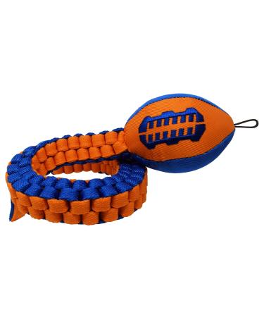 Nerf Dog Durable Dog Toy Gifts, made with Nerf Tough Material, Lightweight, Non-Toxic, BPA-Free, Assorted Toys 30 in Tug Squeaking Football-Blue/Orange