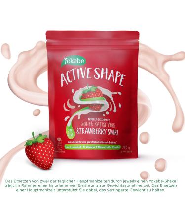 Yokebe Active Shape Strawberry Swirl Powder - High Protein Diet Drink for Weight Control - Gluten Free - 250g (10 Portions) - Buy Online on GoSupps.com