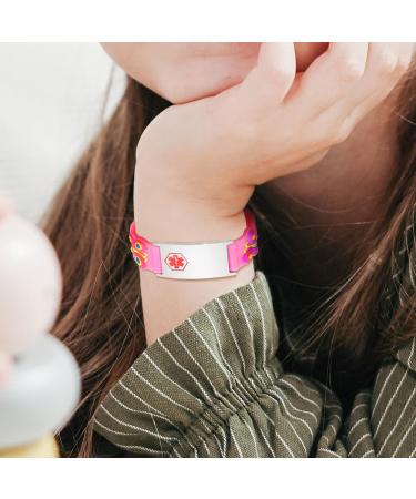XUANPAI Personalized Safety Wristband Bracelet for Kids - Waterproof Cartoon Style Child ID Bracelet in Pink - Emergency Contact & Medical Info - Boys Girls Teens - Buy Online on GoSupps.com