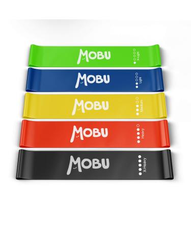 MOBU Resistance Bands Set of 5 Durable Skin-Friendly Exercise Bands with 5 Different Resistance Strength Gym Home Workout Yoga Glute Training Muscle Stretching Strength Training Green - Blue - Yellow - Red - Black
