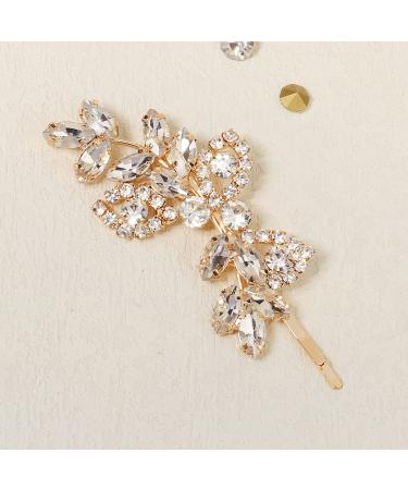 Uongeod Rhinestone Hair Clips for Brides | Elegant Crystal & Pearl Bridal Accessories | 2-Piece Leaf Design Hair Clips - Buy Online on GoSupps.com