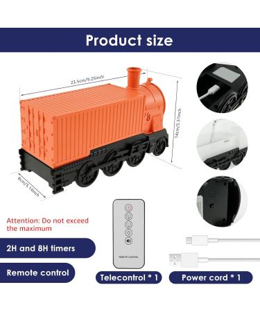 Essential Oil Diffuser 300ml - Train Humidifier with Timer 2 Spray Modes & Remote for Bedroom & Home Office Decor - Perfect Birthday Gift (Orange - Buy Online on GoSupps.com