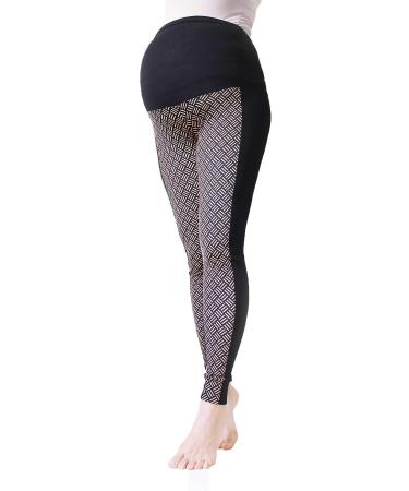 Maternity Zigzag Leggings Over bump Pink Black White No See Through Maternity Leggings Chevron Print (L zigzag) L Zigzag