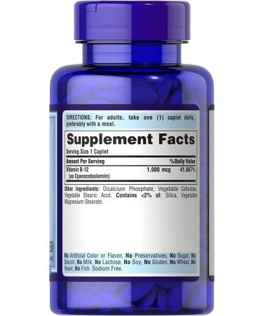 Puritan's Pride Vitamin B-12 1000mcg Timed Release Caplets - 250 Count - Buy Online on GoSupps.com