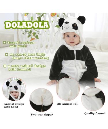 Doladola Baby Boy's Girl's Panda Hooded Romper Jumpsuit 6-12 Months | Autumn Winter Outfit - Buy Online on GoSupps.com
