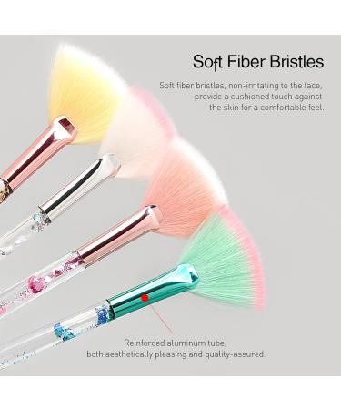Colorful 6-Piece Facial Fan Brush Set with Pouch | Glitter Quicksand Handles - Ideal for Masks | International Shipping Available - Buy Online on GoSupps.com