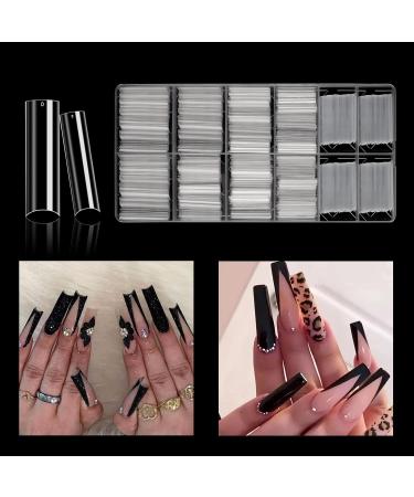 JUSTOTRY 700 Pcs No C Curve Clear Nail Tips No Glue Extra Long Square Nails Tip Set XXL Full Cover Fake Nails Tips for Women Acrylic Straight False Nail Tip for Nails Art and DIY French Nail Designs 700 clear 1 - Buy Online on GoSupps.com