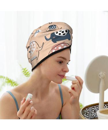 Cute Ink Drawn Elephants Microfiber Hair Towel | Super Absorbent Quick Dry Wrap for Women | Ideal for Long Curly & Thick Hair - Buy Online on GoSupps.com