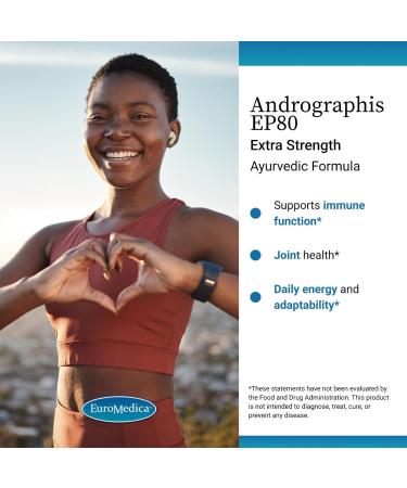 EuroMedica Andrographis EP80 - Supplement for Brain Health & Immune Support - Joint Health Support Supplement to Aid Mobility - Vegan Adaptogen Supplement for Energy & Liver Support - 60 Capsules - Buy Online on GoSupps.com