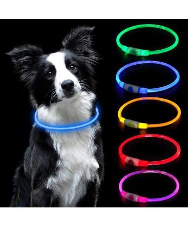 Auauy LED light neck band Dog usb Charging Long-adjustable pet security collar cutable waterproof luminous band for dogs and cats 3 mode (blue) blue-universal - Buy Online on GoSupps.com