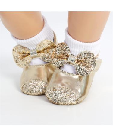 RVROVIC Baby Girl Princess Sparkly Moccasins | Soft Sole Prewalker Toddler Shoes (12-18 Months, Gold) - Buy Online on GoSupps.com