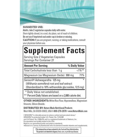 Nature Made Wellblends Calm & Relax - Ashwagandha 125mg, Magnesium 300mg - 54 Vegetarian Capsules - Buy Online on GoSupps.com