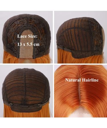Long Orange Lace Front Wig - Medium Parts Heat-Resistant Synthetic Straight Wig for Women | 5x2 Inch Lace | Atayou - Buy Online on GoSupps.com