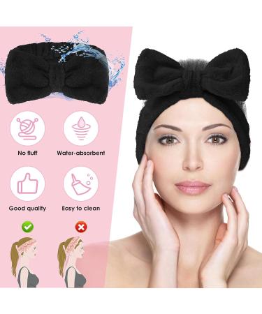 Buy Spa Bowknot Headband for Women - Coral Fleece Makeup Hair Band | Elastic Cosmetic Headband for Shower & Skincare - Black - Buy Online on GoSupps.com