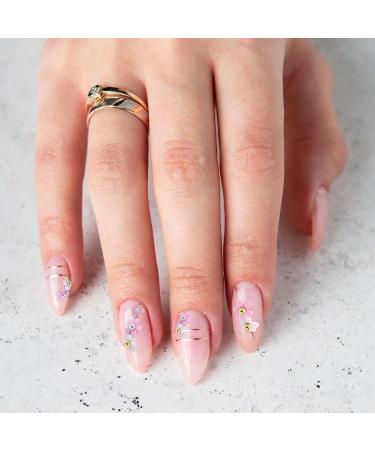 3D Flowers Nail Art Charms - White Pink Acrylic Pearls & Rhinestones | Spring Blossom Gems & Beads for DIY Nail Designs & Decorations - Buy Online on GoSupps.com