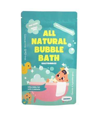 CrazyBubbles All Natural Bubble Bath for Baby & Kids, Hypoallergenic Kids Bubble Bath for Sensitive Skin, Gentle Eczema Safe Baby Essentials, Unscented Powder Mix with Colloidal Oats, Up to 30 Baths Original Regular (200 Gram)