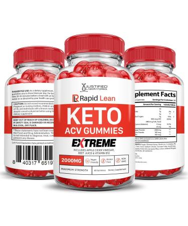 Justified Laboratories (3 Pack Rapid Lean Keto ACV Gummies Extreme 2000MG Rapid Lean Keto Gummies Apple Cider Vinegar Formulated with Pomegranate Beet Juice Powder B12 Vegan Non GMO 180 Gummys 60 Count (Pack of 3) - Buy Online on GoSupps.com