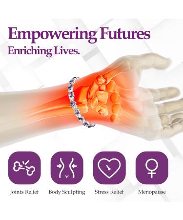 Jecanori Lymphatic Drainage Magnetic Bracelet for Women - Purple Titanium Steel Wristband with Cubic Zirconia Heart and Gift Box - Buy Online on GoSupps.com