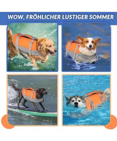 Eyin Life Jackets for Small Dogs | Adjustable Dog Vest with Strong Buoyancy & Reflective Handle | Tear-Resistant Swimming Aid (XS Orange & Gray) - Buy Online on GoSupps.com