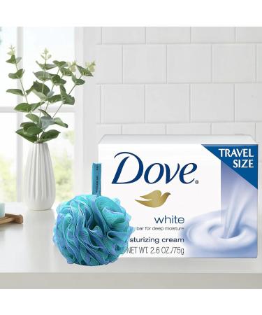 White Travel Size Bar Soap with Bath Sponge - Moisturizing & Gentle Cleansing - Perfect for Skin Nourishment | 2.6 Oz Pack of 1 - Buy Online on GoSupps.com