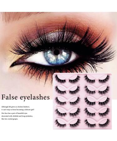 AMSDCN 10 Pairs 3D Faux Mink Wispy Fluffy Curly Fake Eyelashes - Natural Look (LY04) - Buy Online on GoSupps.com