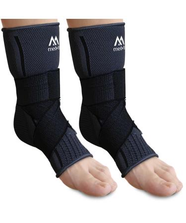 med-fit Stride-Flex Ankle Support 3D fabric technology 360 degrees of compression. Ideal for Ligament Damage Sprained Ankle Plantar Fasciitis Joint Pain and Tendonitis (2 Black Small) Small Black 2