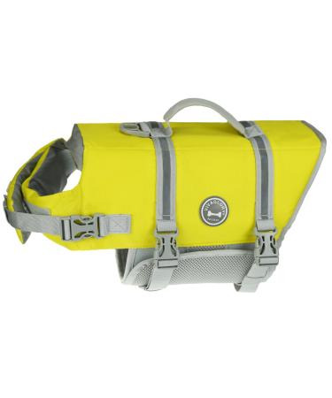 Vivaglory Ripstop Dogs Rescue vest For Small Medium Boat Dog Wallpage with improved buoyancy & visibility yellow-gray XS: 35-43cm (chest circumference) yellow-gray