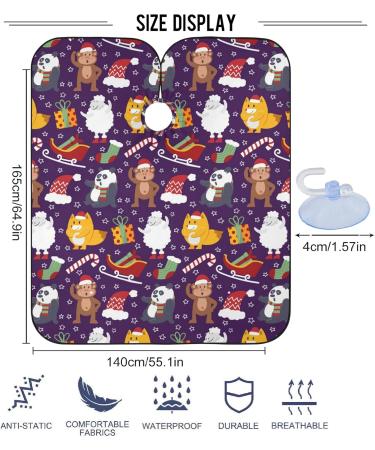 Visesunny Funny Monkey Santa Claus Barber Cape - Water-Resistant Hair Cutting Apron for Stylish Grooming | Anti-Static Polyester Salon Cape - Buy Online on GoSupps.com