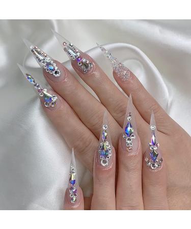 Nail Art AB Crystals Rhinestones Set - 3100pcs for Acrylic Nails Design - 12 Types of Special-Shaped Diamonds + 2500 Flatback Rhinestones Kit for Colorful DIY Nail Decor - Buy Online on GoSupps.com