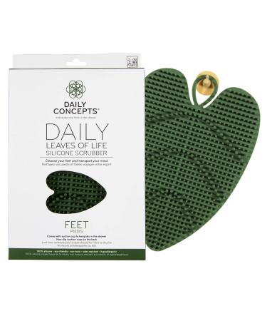 Daily Leaves of Life Feet Silicone Scrubber - Include Suction Cups on The Bottom of The Scrubber That Stick to Your Shower Floor for a Perfectly-Sized to Clean and Exfoliate Your Feet