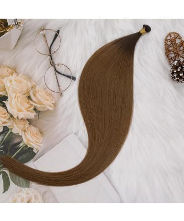 LAAVOO Virgin Brown Balayage Real Hair Extensions - 55cm Ombre Tresses for Sewing | Dark Brown & Light Brown | 25g - Buy Online on GoSupps.com
